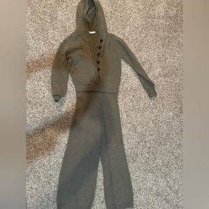 BRAND NEW Zara Sweater Knit One Piece Hooded Romper Pants Jumper Brown Small